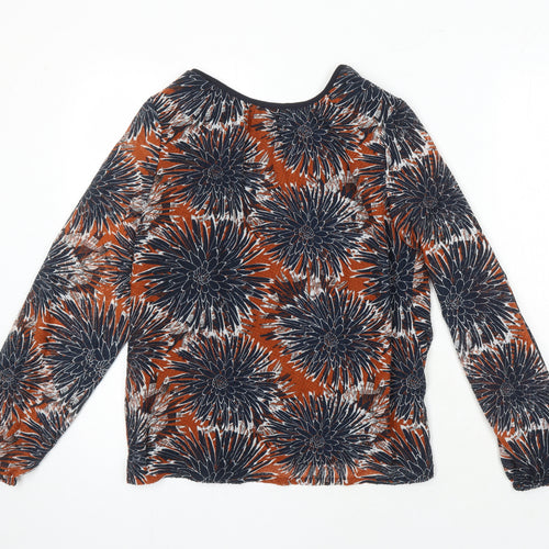 H&M Womens Multicoloured Floral Polyester Tunic Blouse Size 10 Boat Neck