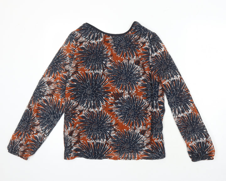 H&M Womens Multicoloured Floral Polyester Tunic Blouse Size 10 Boat Neck