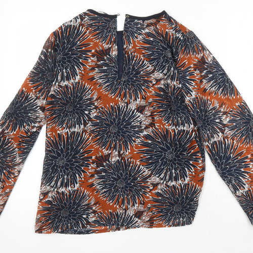 H&M Womens Multicoloured Floral Polyester Tunic Blouse Size 10 Boat Neck
