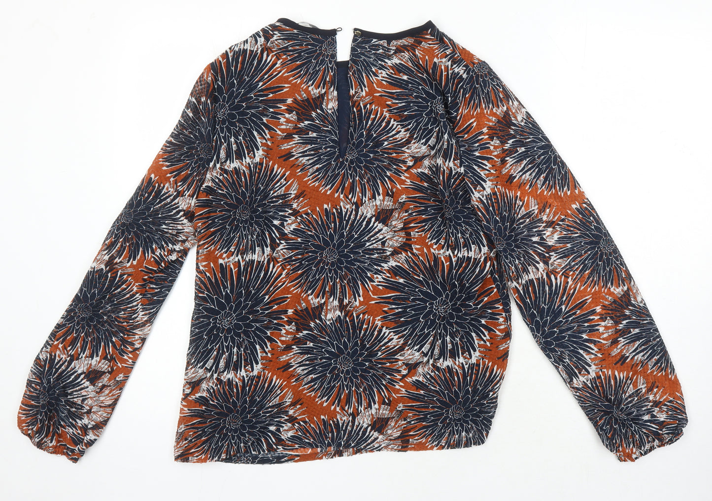 H&M Womens Multicoloured Floral Polyester Tunic Blouse Size 10 Boat Neck