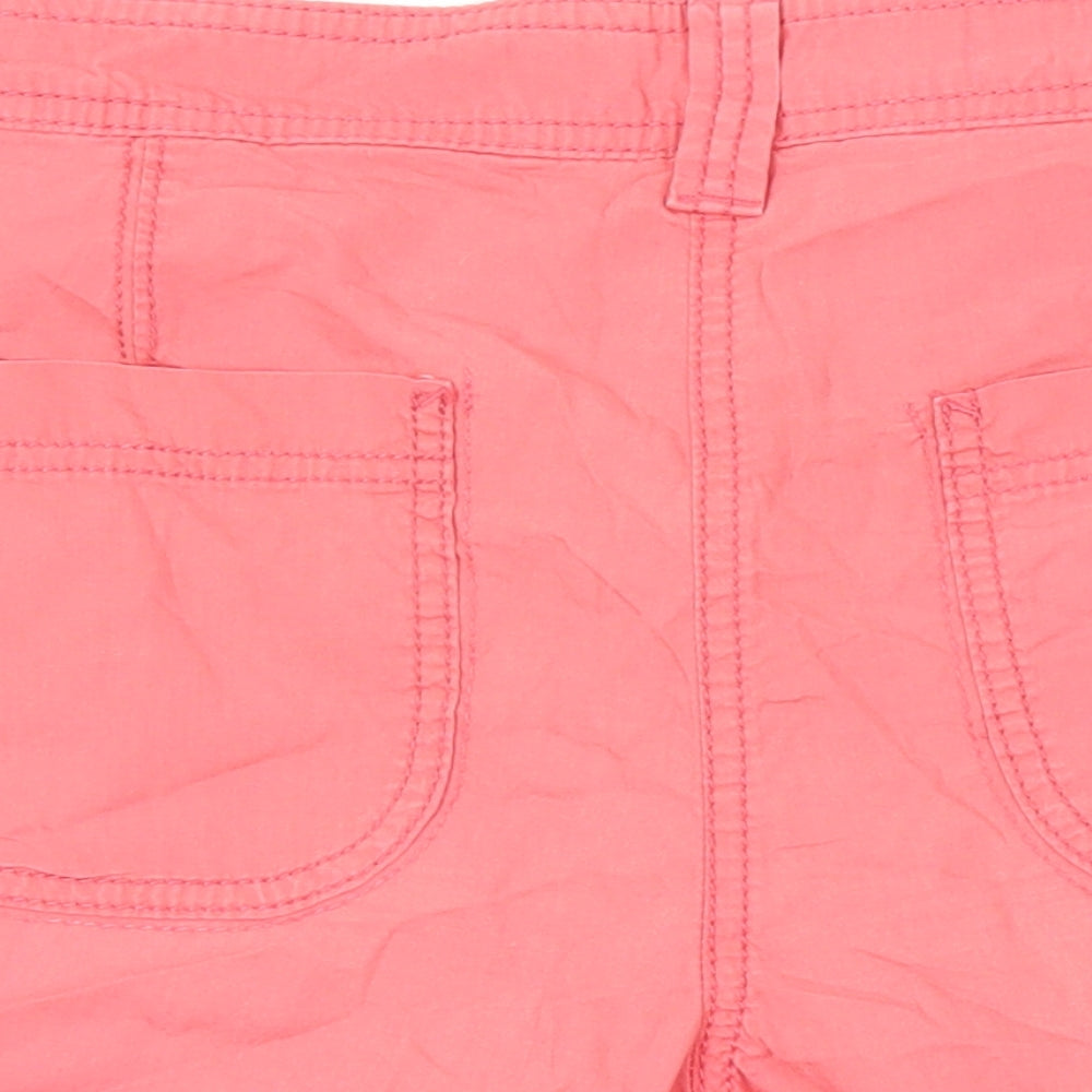 Marks and Spencer Womens Pink Houndstooth 100% Cotton Basic Shorts Size 12 Extra-Slim