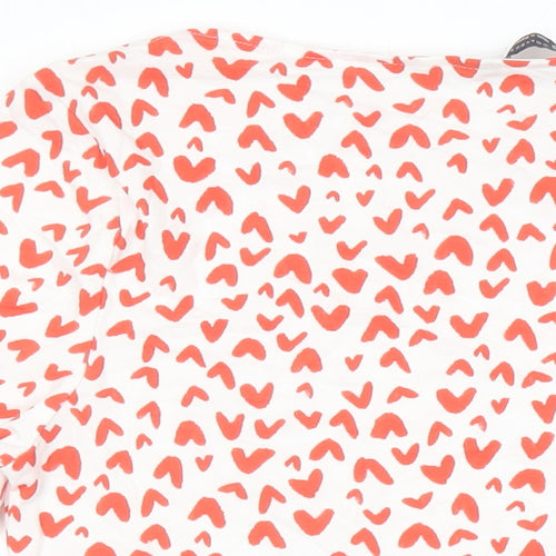 M&S Womens Multicoloured Geometric Cotton Jersey Blouse Size 10 Boat Neck