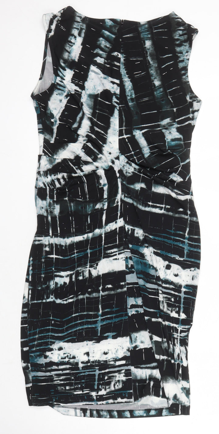 Marc New York Womens Multicoloured Geometric Polyester Pencil Dress Size L V-Neck