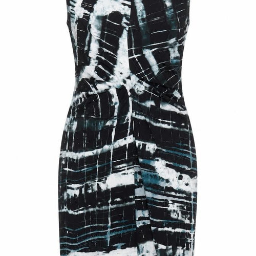 Marc New York Womens Multicoloured Geometric Polyester Pencil Dress Size L V-Neck