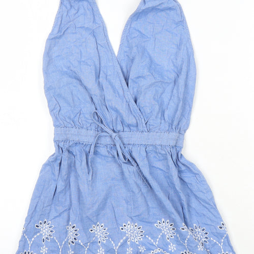 DP Beach Womens Blue Ikat 100% Cotton Playsuit One-Piece Size M