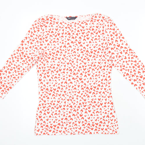 M&S Womens Multicoloured Geometric Chlorofibre Jersey Blouse Size 10 Round Neck