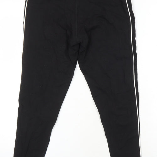 M&S Womens Black Cotton Jogger Trousers Size 14 L23 in Regular