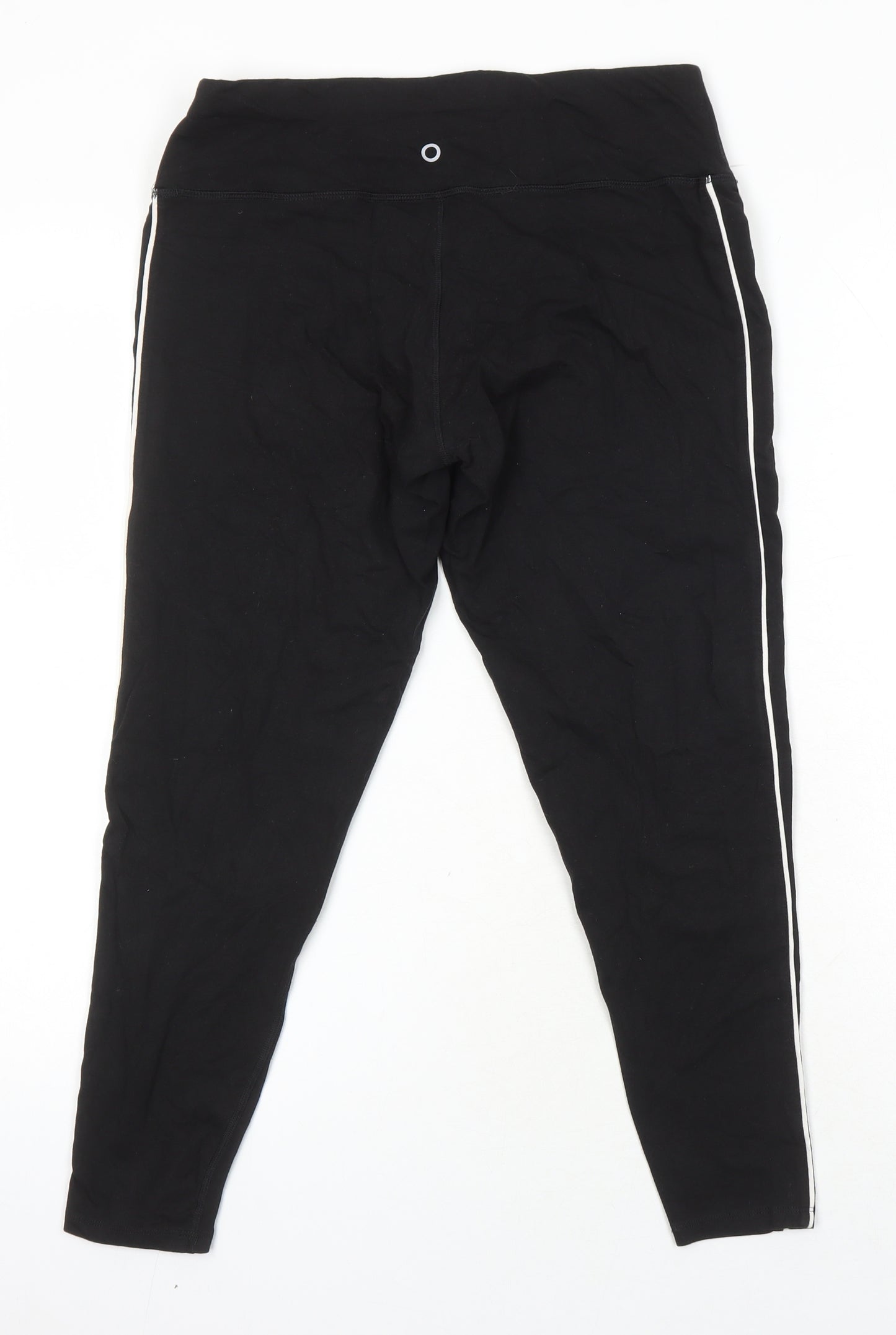 M&S Womens Black Cotton Jogger Trousers Size 14 L23 in Regular