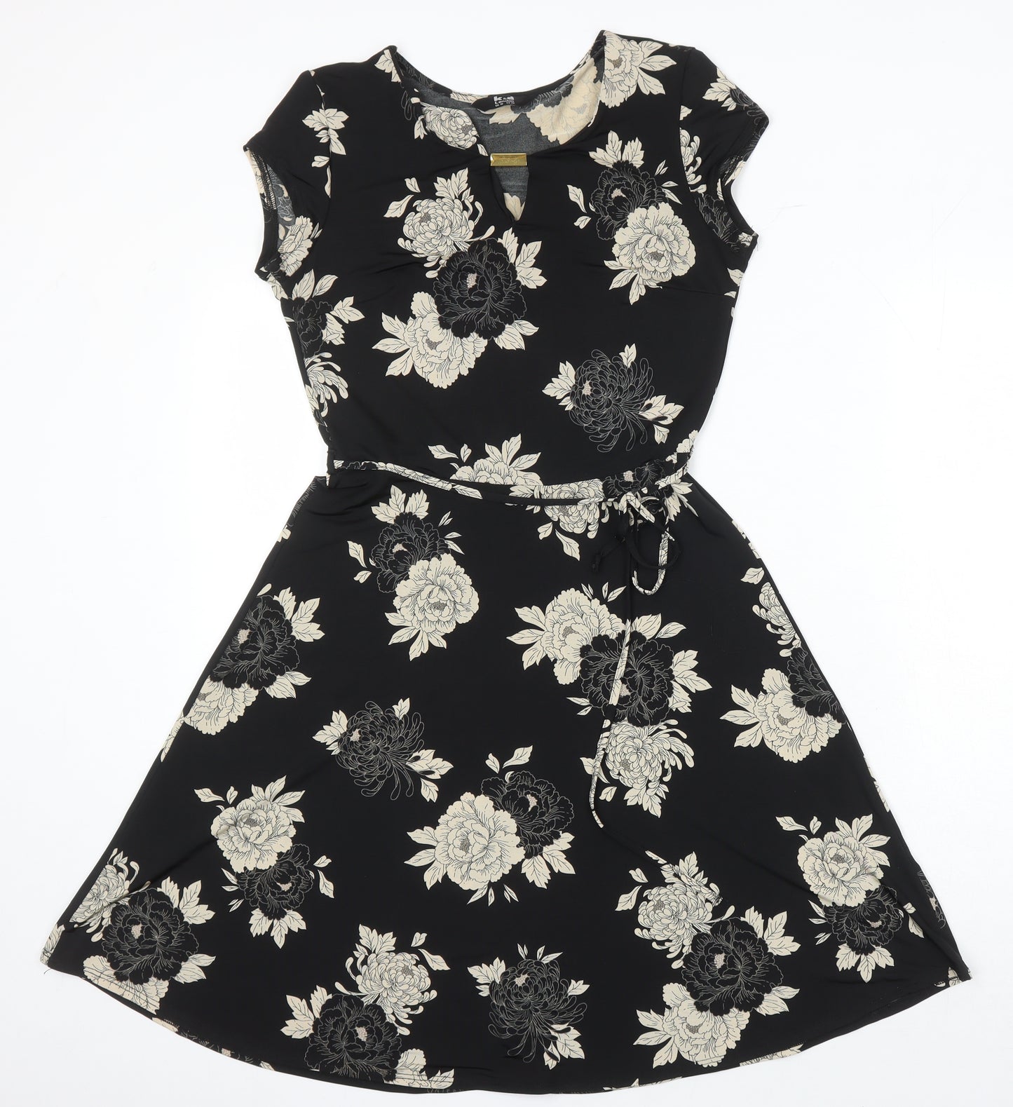 KD London Womens Multicoloured Floral Polyester A-Line Size 10 Scoop Neck