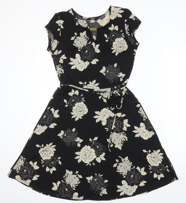 KD London Womens Multicoloured Floral Polyester A-Line Size 10 Scoop Neck