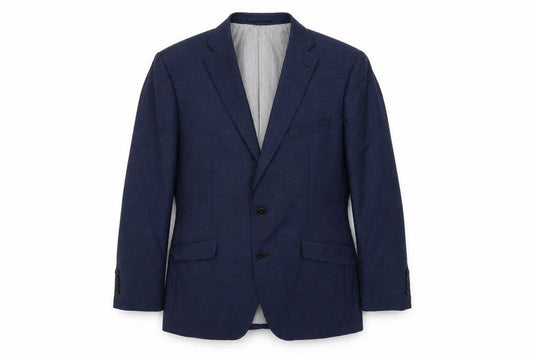 Front view of Remus Uomo men’s blue jacket, size 40, button