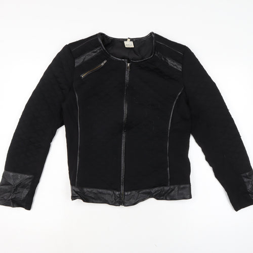 Miss Captain Womens Black Biker Jacket Size 10 Zip