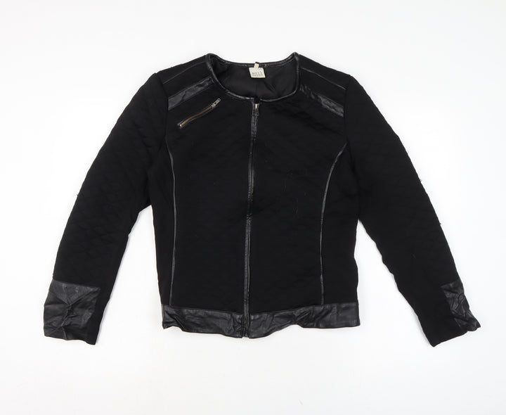 Miss Captain Womens Black Biker Jacket Size 10 Zip