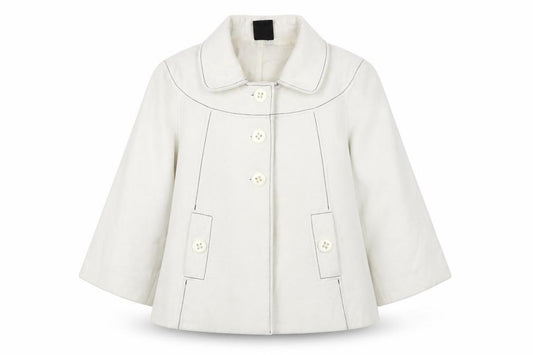 Front view of TG women’s white jacket, size UK 24, button