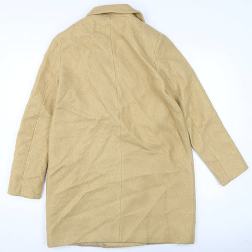Zara Womens Brown Overcoat Coat Size L Button