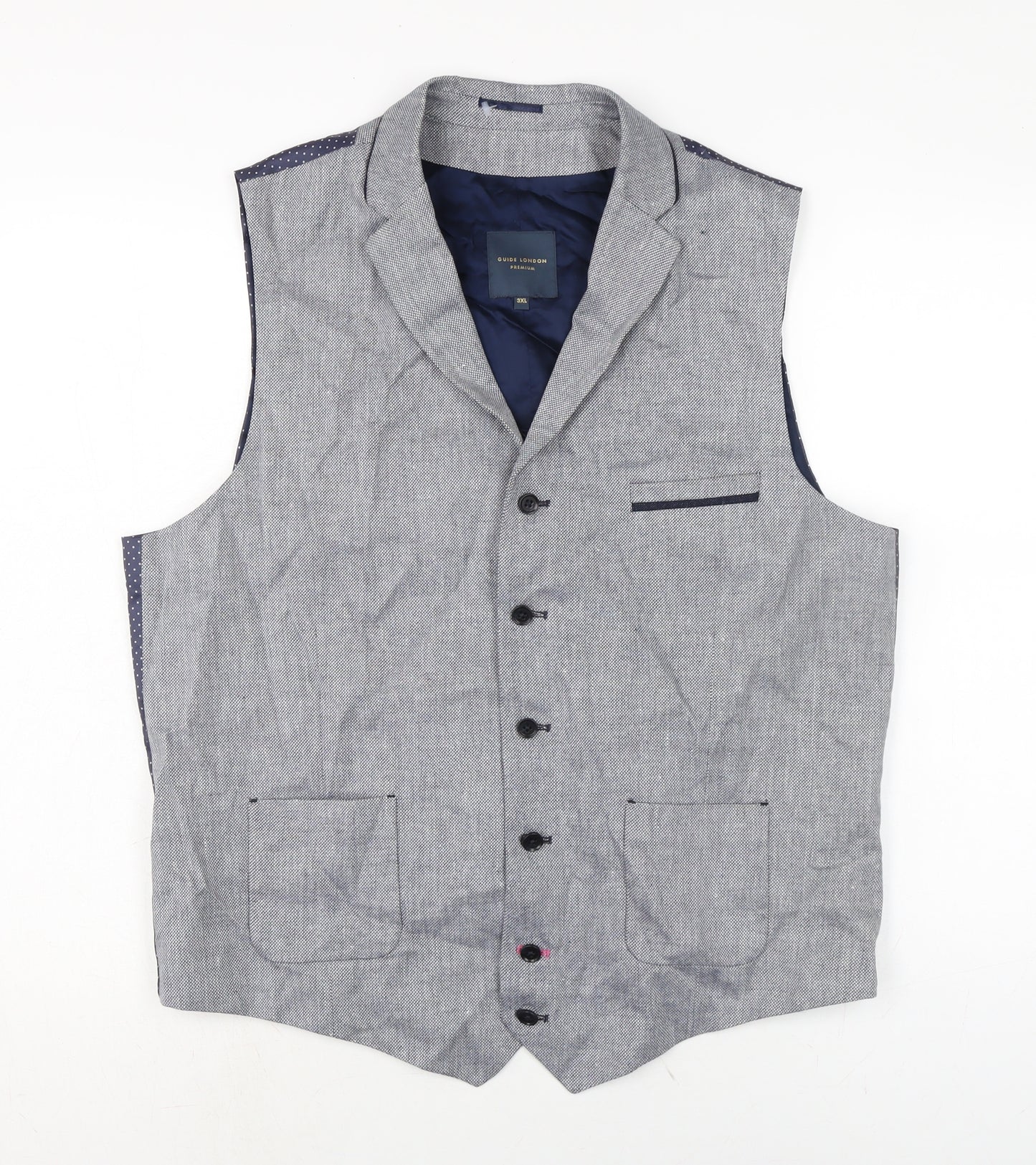 Guide London Mens Blue Jacket Waistcoat Size 3XL Button