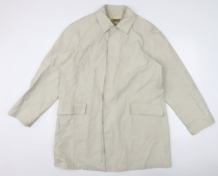 Georgio Armani Mens Ivory Rain Coat Coat Size XL Snap