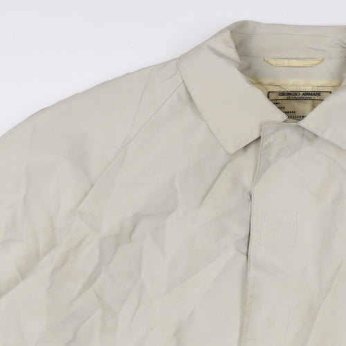 Georgio Armani Mens Ivory Rain Coat Coat Size XL Snap