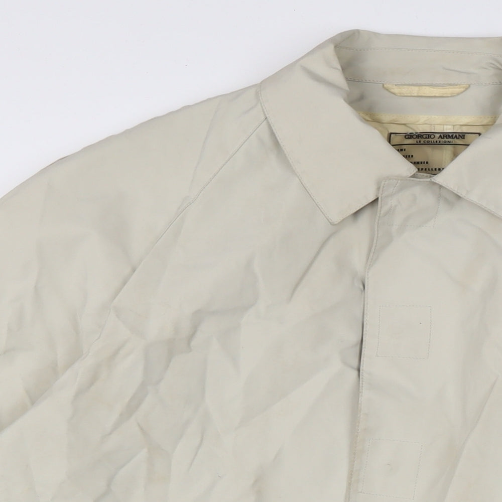 Georgio Armani Mens Ivory Rain Coat Coat Size XL Snap