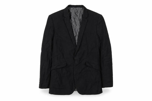 Front view of ONESIX5IVE5ive men’s grey jacket, size M, button