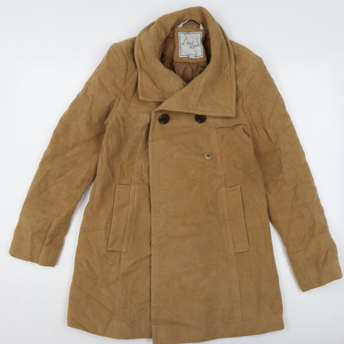 Larry Levine Womens Brown Overcoat Coat Size XS Button
