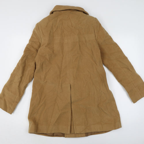 Larry Levine Womens Brown Overcoat Coat Size XS Button