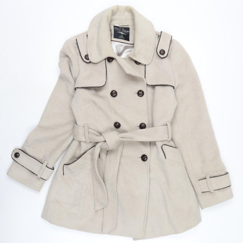 Atmosphere Womens Beige Overcoat Coat Size 12 Button