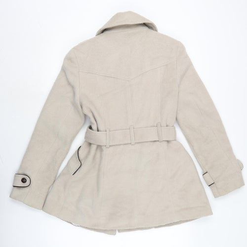 Atmosphere Womens Beige Overcoat Coat Size 12 Button