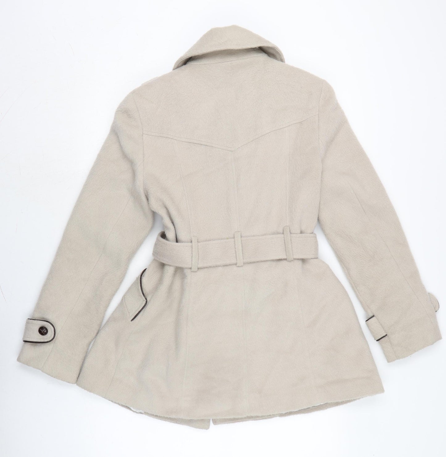Atmosphere Womens Beige Overcoat Coat Size 12 Button
