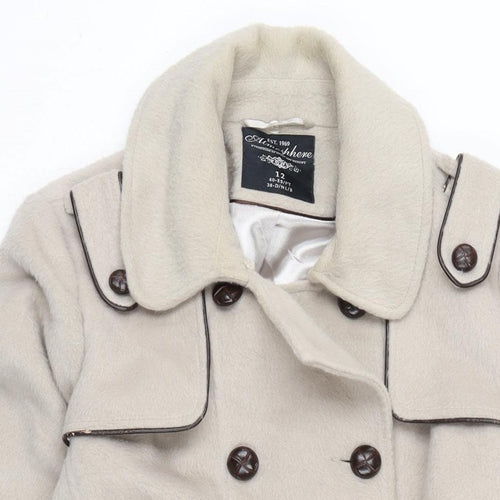 Atmosphere Womens Beige Overcoat Coat Size 12 Button