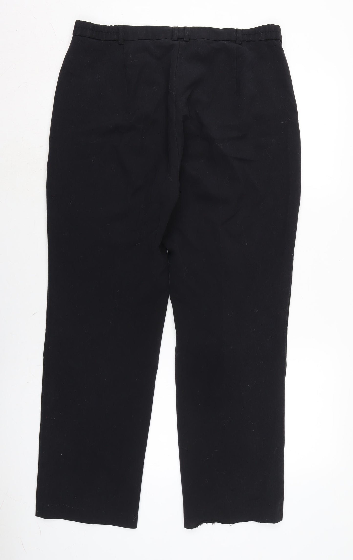 Marks and Spencer Womens Black Polyester Trousers Size 14 L29 in Regular Zip