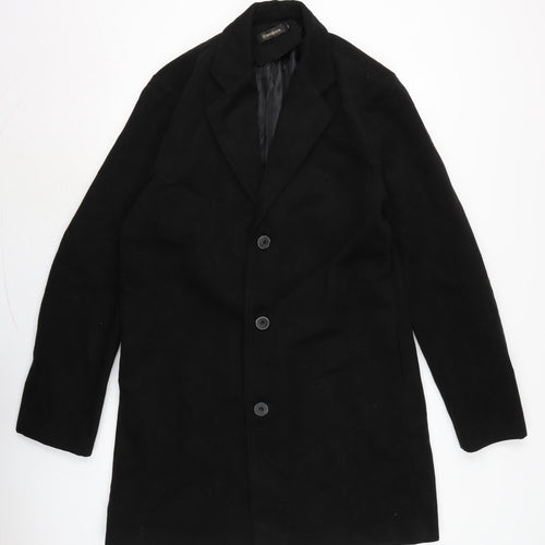 Benibos Mens Black Overcoat Coat Size XL Button