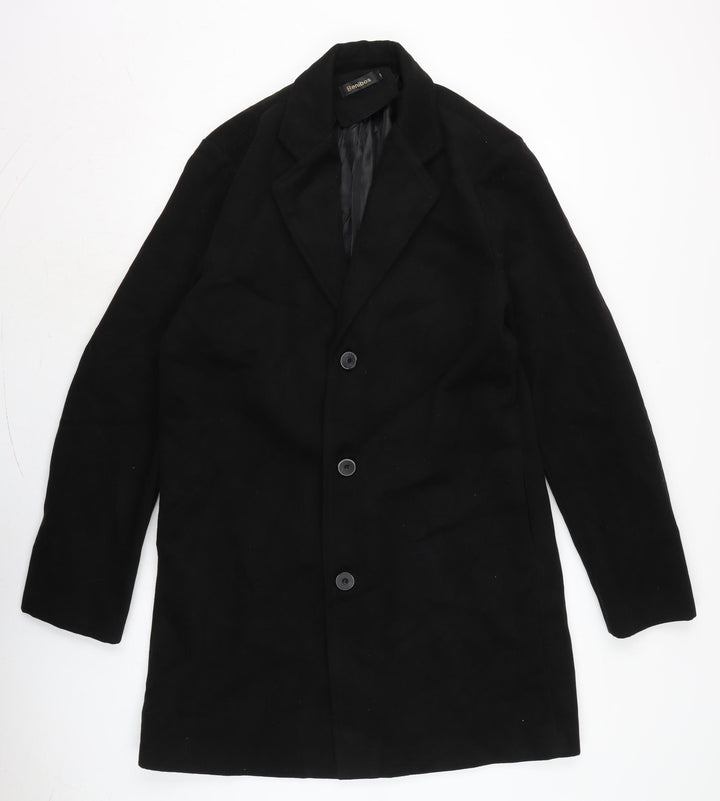 Benibos Mens Black Overcoat Coat Size XL Button