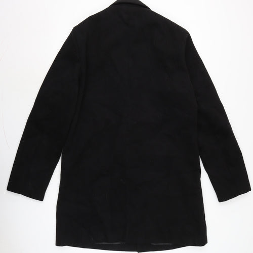 Benibos Mens Black Overcoat Coat Size XL Button