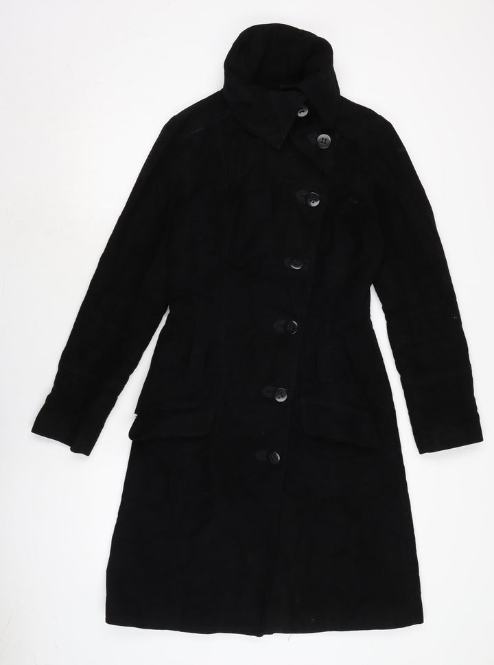 Warehouse Womens Black Military Jacket Coat Size 8 Button