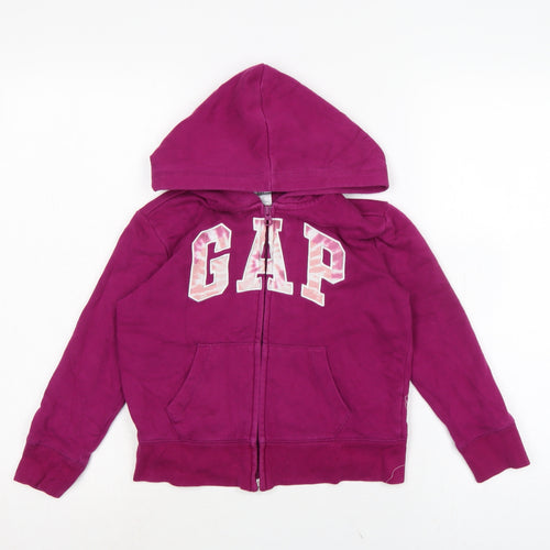 Gap Girls Purple Cotton Full Zip Hoodie Size 6-7 Years Zip