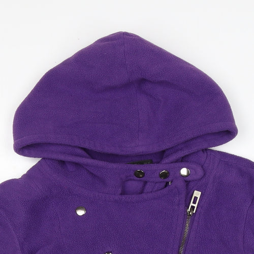 Doubleju Womens Purple Crew Neck Polyester Full Zip Jumper Size M