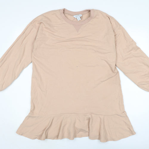 Style cheat Womens Beige Cotton Jumper Dress Size M Crew Neck