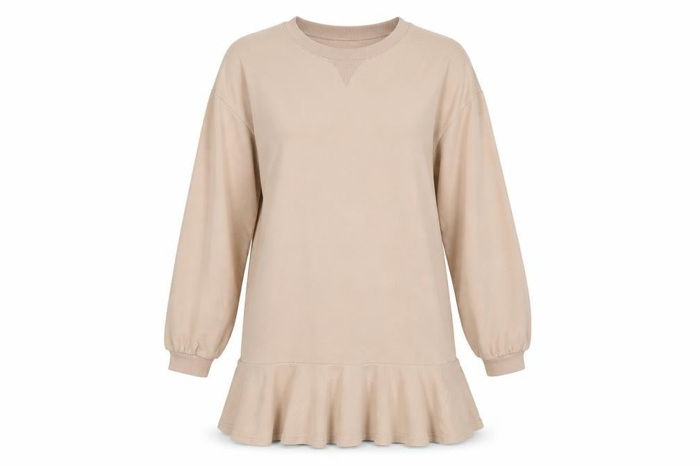 Style cheat Womens Beige Cotton Jumper Dress Size M Crew Neck