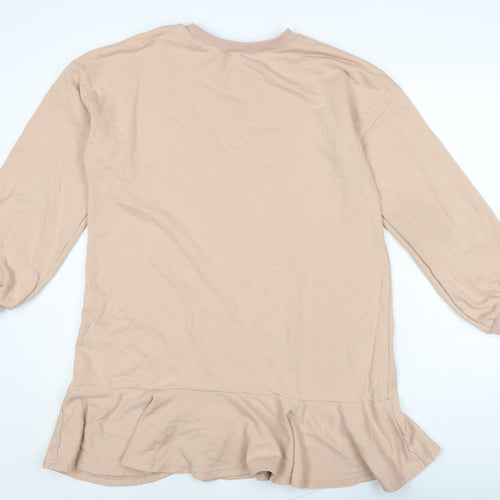 Style cheat Womens Beige Cotton Jumper Dress Size M Crew Neck