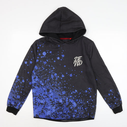 DFVD Boys Blue Cotton Pullover Hoodie Size 13-14 Years
