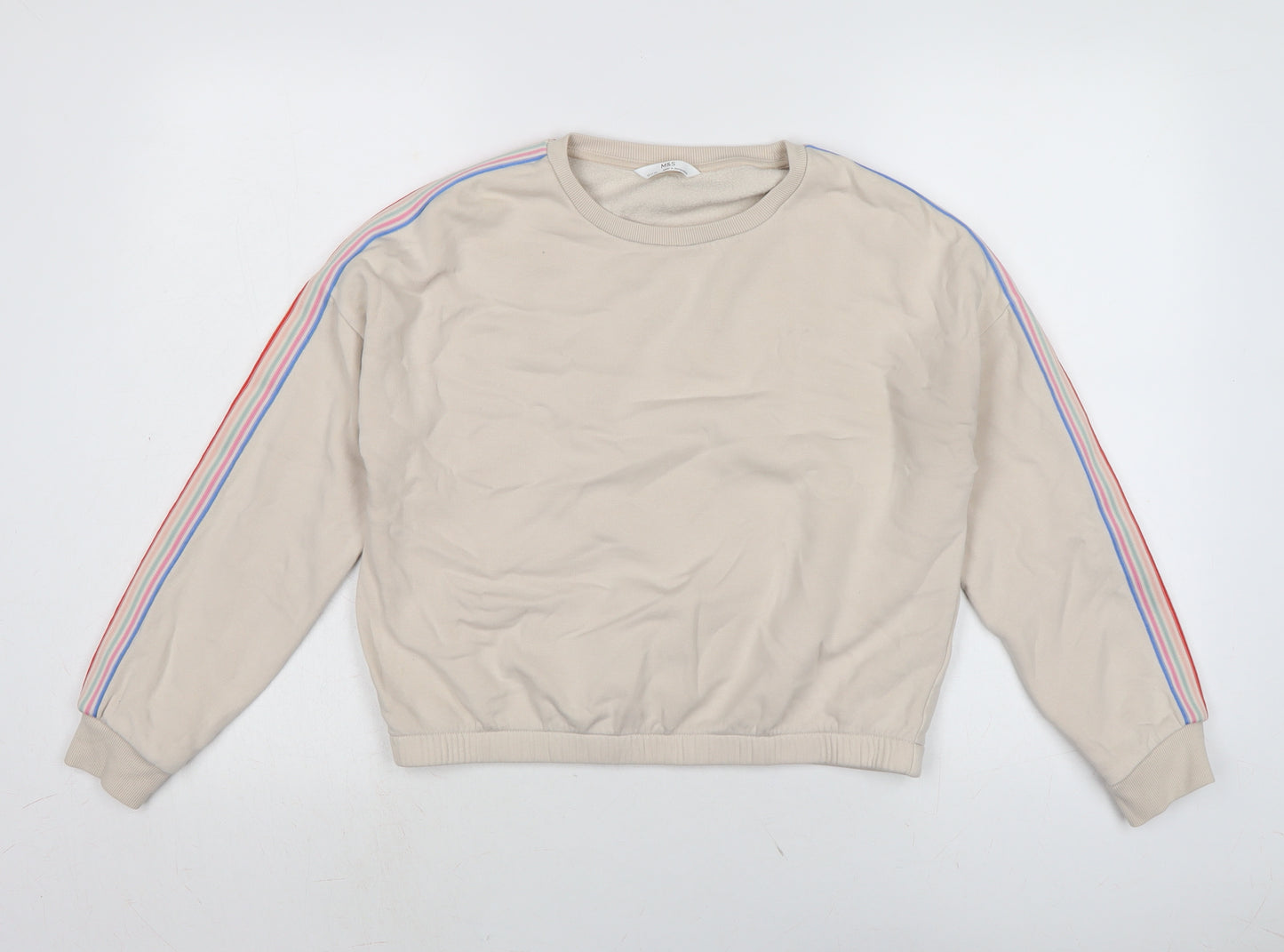 Marks and Spencer Girls Ivory Cotton Pullover Sweatshirt Size 12-13 Years