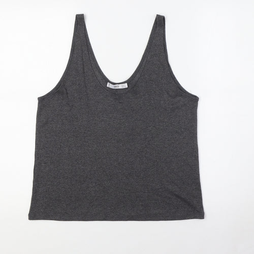 MNG Womens Grey Polyester Basic Button-Up Size XL Scoop Neck