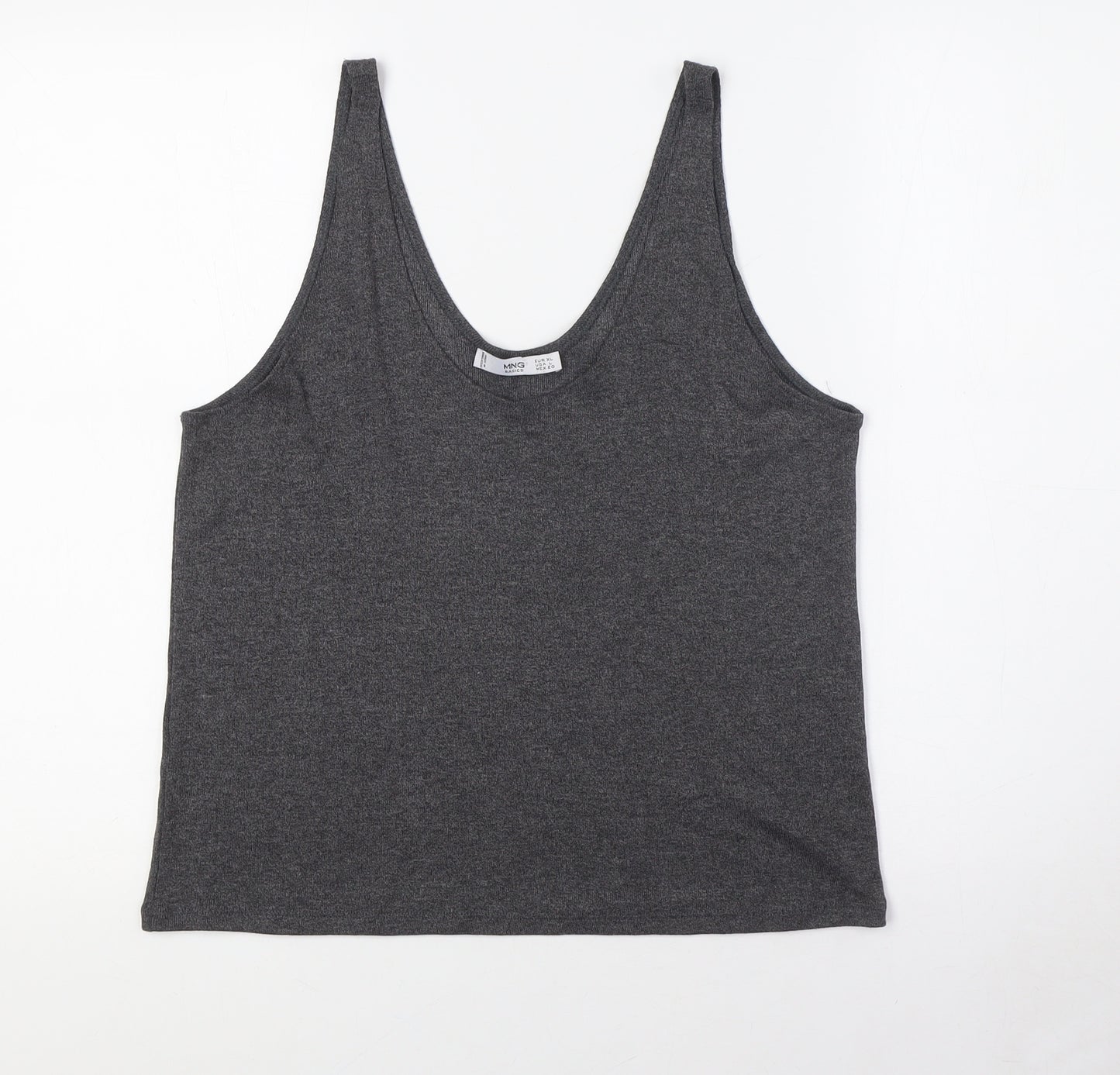 MNG Womens Grey Polyester Basic Button-Up Size XL Scoop Neck