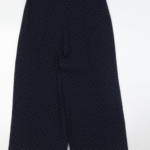 Whistles Womens Blue Polka Dot Polyester Trousers Size 6 L24 in Regular Zip - Tie Waist