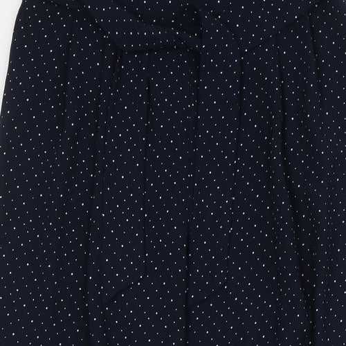 Whistles Womens Blue Polka Dot Polyester Trousers Size 6 L24 in Regular Zip - Tie Waist