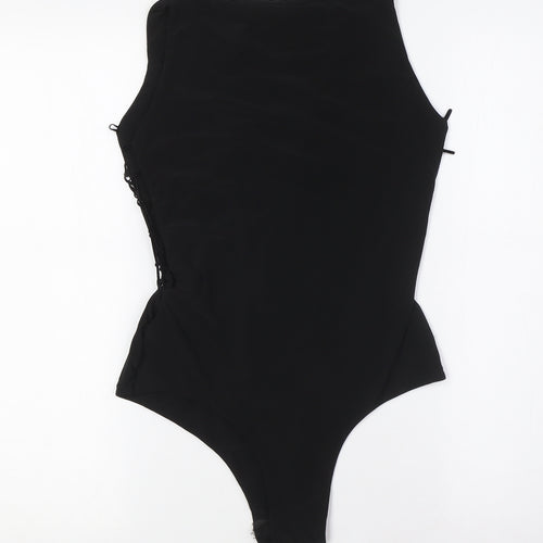 Dolly Diva Womens Black Polyester Bodysuit One-Piece Size 10 Tie - Lace Up Front and Sides