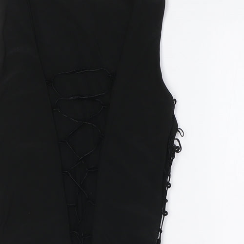 Dolly Diva Womens Black Polyester Bodysuit One-Piece Size 10 Tie - Lace Up Front and Sides