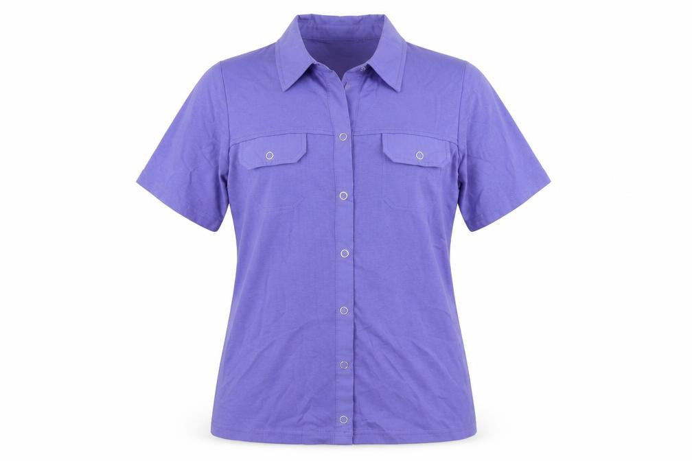 Signature Experience Womens Purple Cotton Basic Button-Up Size S Collared - Breast Pockets