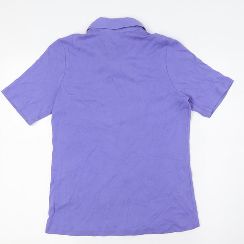Signature Experience Womens Purple Cotton Basic Button-Up Size S Collared - Breast Pockets